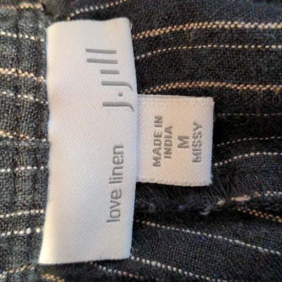 J. Jill Love Linen Black & White Stripe Wide Leg Crop Pants - Picture 4 of 9